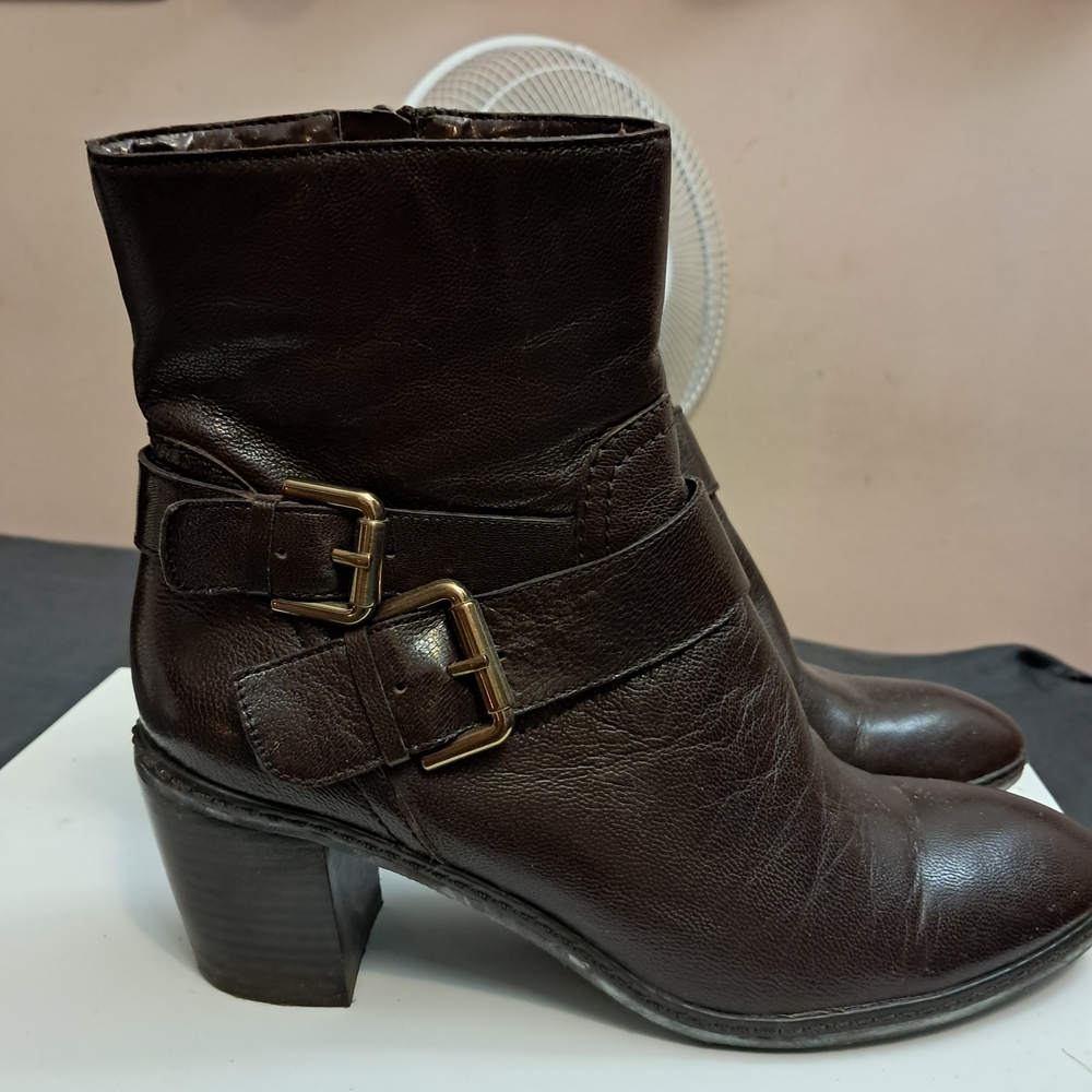 Anne Klein Dark Brown Ankle Boots with Buckles Real good quality leather